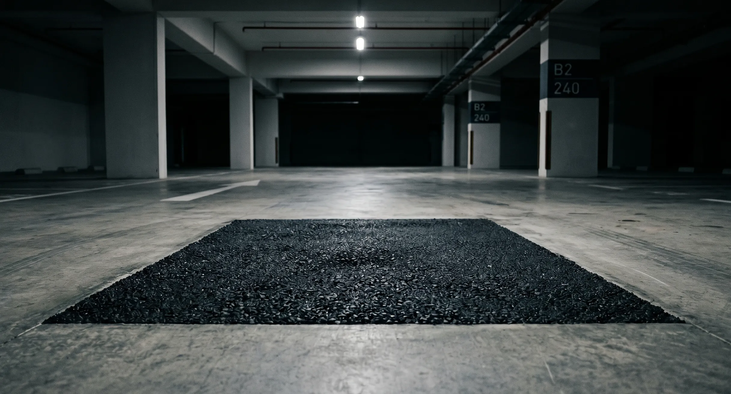 Złatana dziura na parkingu podziemnym